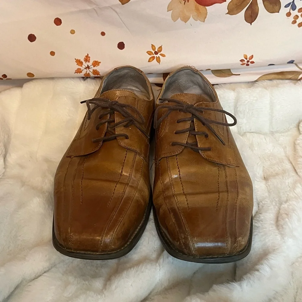 Y2K Stacey Adams Mens 11M 23274 03 Brown Oxford Square Toe Academia Dadcore Shoe